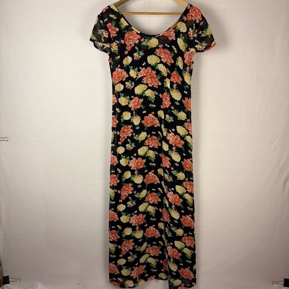 Laura Ashley Black Floral Cap Sleeve Maxi Dress